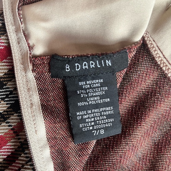 Plaid mini dress size medium fall retro vneck sleeveless - Picture 5 of 10